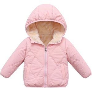Pink Hooded Winter Puffer Jacket